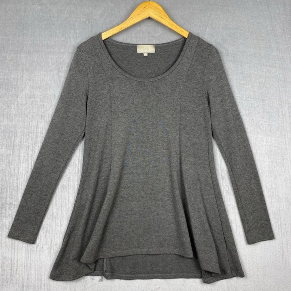 Joan Vass‎ Tunic Top Womens S Gray Jersey Knit Long Sleeve Minimalist Lagenlook